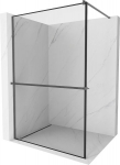 Mexen Kioto+ du&scaron;isein koos Walk-in riiuliga 120 x 200 cm, must raam, harjatud gun gray - 800-120-121-66-70, 120 x 200 cm
