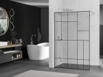 Mexen Kioto du&scaron;isein Walk-in 130 x 200 cm, must muster 8 mm, harjatud nikkel - 800-130-101-97-78, 130 x 200 cm
