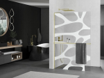 Mexen Kioto+ L du&scaron;iseinaga koos Walk-in riiuliga 70 x 200 cm, valge laineline, kuldne harjatud - 800-070-123-55-97, 70 x 200 cm
