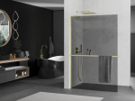 Mexen Kioto+ L du&scaron;i vahesein riiuliga Walk-in 80 x 200 cm, grafiit, harjatud kuld - 800-080-123-55-40, 80 x 200 cm