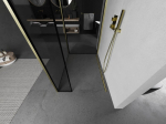 Mexen Kioto du&scaron;isein Walk-in 140 x 110 x 30 cm, must raam, harjatud kuldne - 800-140-110-221-55-70-030