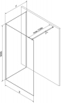 Mexen Kioto du&scaron;isein Walk-in 140 x 110 cm, must raam, harjatud nikkel - 800-140-212-97-70-110