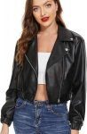 Naiste nahast biker-jakk Oversize l&uuml;hike must v&auml;ljamineku Zip-Up XL &mdash; naiste nahktagi, vegan nahktagi, naiste bomberjakk, naiste mootorrattariided, vintage stiilis jope, soonikutega jope, s&uuml;gisjope, XL