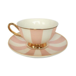 Kruus alustassiga, Stripy pink & white, 180 ml, Bombay Duck, roosa/valge