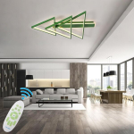 Disainer-laevalgusti LED 102W h&auml;mardatav kaasaegne roheline &Oslash;114cm &mdash; elutoa valgustus, puldiga lamp, suur led plafoon, magamistoa valgustus, geomeetriline lamp, kontori valgustus, reguleeritav valgustoon
