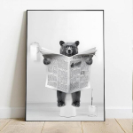 Seinapilt Plakat Loomad Vannitoa Dekoratsioon Must 50x70 cm &mdash; vannitoa pildid, kaasaegne seinakaunistus, l&otilde;uenditr&uuml;kk, minimalistlik poster, loomadega pilt, elutoa sisustus, sisekujundus