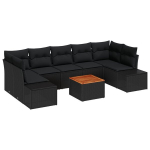 vidaXL Aia Diivanikomplekt ladustamisega 8 pcs Must pol&uuml;rotang