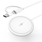 Induktsioon-magnetlaadija Pantherise 15W, USB-C/USB-A, valge (MagSafe t&uuml;&uuml;pi)