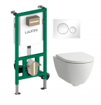 WC komplekt Laufen Pro X Rimless seinasisese raamiga, vaikselt sulguva kaanega ja valge nupuga