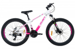Maastikuratas 26", shimano, kerge raam 13", 140&ndash;170 cm, 21 k&auml;iku, alumiinium, vedrustus, valge/roosa, Davi Bella
