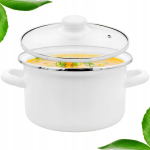 Emailpott 3l, 18cm, kaanega, valge