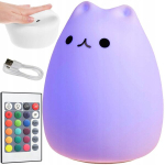 Silikoon Led &ouml;&ouml;lamp "kot" lastele Rgb ja puldiga