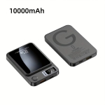 22,5 W PD kiirlaadimisega akupank, 10000 mAh, must, magnetiline juhtmevaba laadija