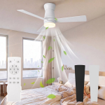 106 cm laeventilaator LED-valgustusega, 3 p&ouml;&ouml;ratava laba ja 6 kiirusega, taimeriga, 30 W vaikne, h&auml;&auml;letu, valge