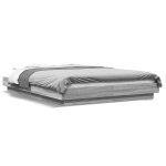 vidaXL voodiraam LED-tuledega, hall Sonoma tamm, 140x200 cm, tehispuit