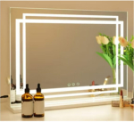 Meigipeegel, LED-valgustusega, 80x14x62 cm, valge, metallraam
