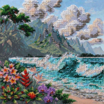 Keskmise suurusega helmestikandi komplekt Abris Art "Sinine laguun" 20 x 20 cm AAMB-143