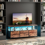 TV-kapp, 137 cm, tume puit, metallraamiga, 3 sahtlit, LED-lindiga