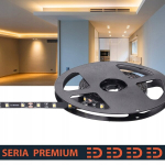 Led riba 5m, 12v, 60 Led/m, soe valge, must Pcb