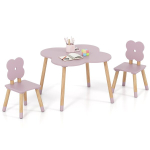 Laste laud ja toolide komplekt 59.7x59.7x44.5 cm roosa puit