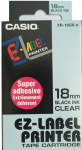 Casio Name Land Label Tape Strong Adhesive 18 mm 5.5 m Black on Clear XR-18GX
