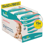 Pampers Sensitive Niisked Beebisalvr&auml;tid, 15 Pakki, 780 Niisket Salvr&auml;tikut