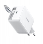 USB-C kaabel, valge, 67W, reisiks sobiv laadija,