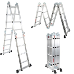 Kokkupandav alumiiniumredel StandHeiz 4x4, 16 astet, 450 cm, trafo, 150 kg