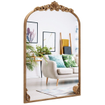 Costway kaarjas seinapeegel, kuldne traditsiooniline vintage barokkpeegel metallraamiga, antiikne kaarjas peegel, 95 cm x 66 cm