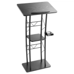 Metallist k&otilde;nepult esitlusteks, 118 cm, kumer, riiulitega