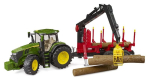 Bruder John Deere 7R traktor met bosaanhanger 03154
