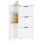 SoBuy Sissep&auml;&auml;sukapp Valge bambus 90x19x129,5cm 3 klapptuba
