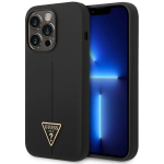 GUESSi &uuml;mbris IPHONE 14 PRO MAX 6.7-le, k&otilde;va silikoon&uuml;mbrisega, kolmnurkse disainiga