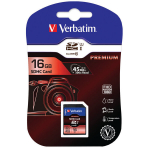 verbatim secure digital card premium u1, 16gb, sdhc, 43962, uhs-i u1 (klass 10)