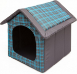 Maja-pesa Hobbydog R1 ruudud, 38x32x38 cm, hall/sinine