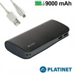 Platinet akupank 9000 mAh, 2,1A + mikro-USB-kaabel, Must