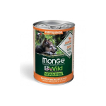 Monge BWild koerakutsikas & Junior Chunkies Grain Free teraviljata m&auml;rg toit pardiliha, k&otilde;rvitsa ja suvik&otilde;rvitsaga 400g