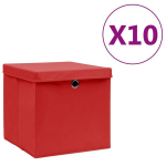 vidaXL hoiukastid kaanega 10 tk, 28 x 28 x 28 cm, punane