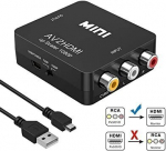 RoGer Adapter to Transfer RCA to HDMI Signal (+Audio) Black