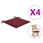 vidaXL aiatooli istmepadjad, 4 tk, veinipunane, 40 x 40 x 3 cm, kangas