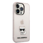 Karl Lagerfeldi &uuml;mbris iPhone 14 Pro 6,1 KLHCP14LCTTRI roosa k&otilde;vakorpusega l&auml;bipaistev Choupette Body