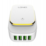 Wall charger with night light function LDNIO A4405, 3x USB, 22W (white)