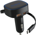 Orico laadija Charger Car 66W, z wbudowanym zwijanym kablem USB-C