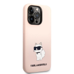 Karl Lagerfeld KLHCP14LSNCHBCP iPhone 14 Pro 6,1 rožinės/rožinės spalvos silikono deklas Choupette