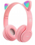 Laste juhtmevabad kassik&otilde;rvadega k&otilde;rvaklapid, Bluetooth 5.0 + EDR tehnoloogia, FM raadio funktsioon, V&auml;rvus: roosa