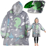 Suur laste kampsun &ndash; ruudulised dinosaurused, pimedas helendavad