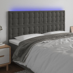 vidaXL LED-voodipeats, tumehall, 160x5x118/128 cm, samet