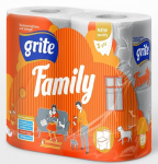 Tualettpaber GRITE Family 4, pleegitatud, 3-kihiline, 1x4 tk, &Oslash; 11,5