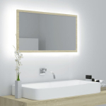 vidaXL LED vannitoa peeglikapp, Sonoma tamm, 80x8,5x37 cm, akr&uuml;&uuml;l