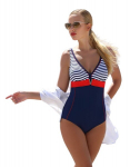 Naiste ujumistrikoo Aqua-Speed Maris, sinine/triibuline